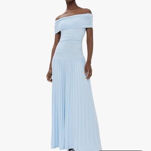 Lioness Off-Shoulder Sky Blue Maxi Dress